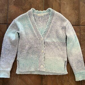 Anthropologie Blue Scalloped Sweater